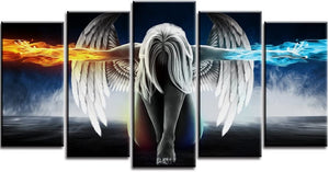 Angle Fire and Ice 5 Piece Canvas Painting Angle Wall Art Panel Home Decor Canvas