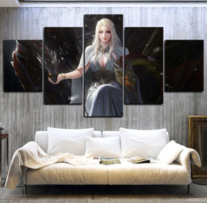 Game of Thrones Mother of Dragons 5 Pieces Canvas Pictures Fantasy Wall Art Canvas