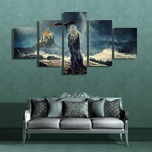 Game of Thrones Dragon Castle Painting Canvas 5 Panels Pictures Home Decor Canvas
