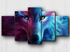 Wolf Galaxy 5 Panel Canvas Wolf Art Home Decor Living Room Home Decor Canvas