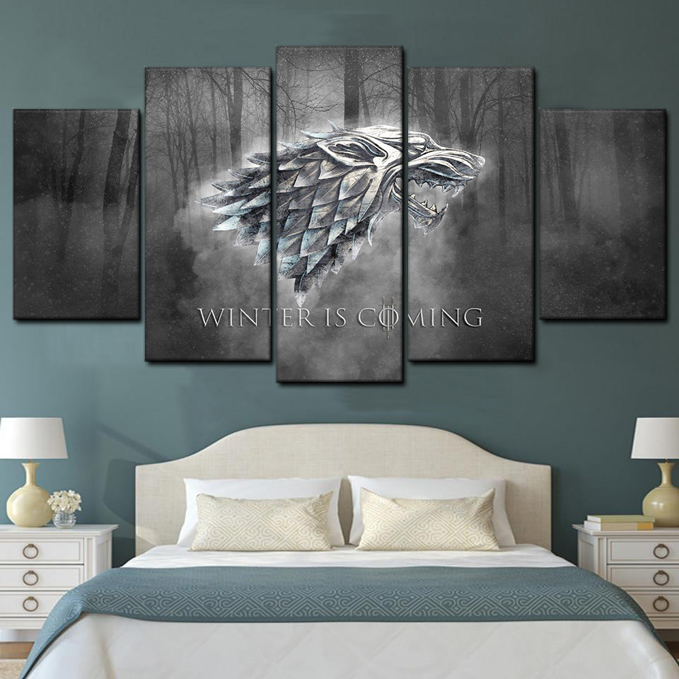 Game of Thrones Winter is Coming 5 Pieces Wall Art Canvas Home Decor Living Room Decoration Canvas