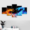 Fire and Ice Dragon 5 Pieces Wall Art Canvas Living Room Bedroom Decoration Home 5 Panel Canvas