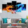 Fire and Ice Dragon 5 Pieces Wall Art Canvas Living Room Bedroom Decoration Home 5 Panel Canvas