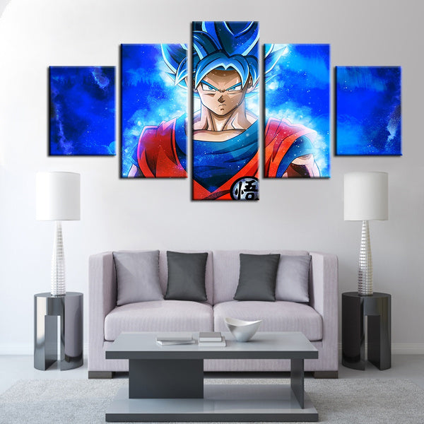 Dragon Ball Super Goku Super Saiyan Blue 5 Pieces Canvas Home Decor Wall Art Living Room Decoration Canvas