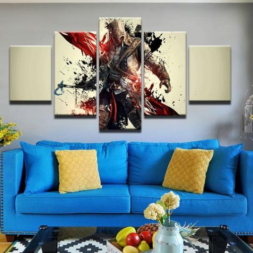 Assassin's Creed 3 Canvas Connor 5 Panel Wall Art Home Decoration Prints Painting 5 Pieces Canvas