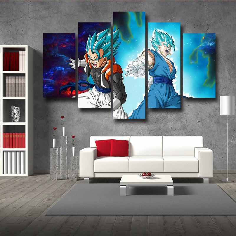 Dragon Ball Super Gogeta and Vegeta 5 Pieces Canvas Wall Art Home Decor Living Room Canvas