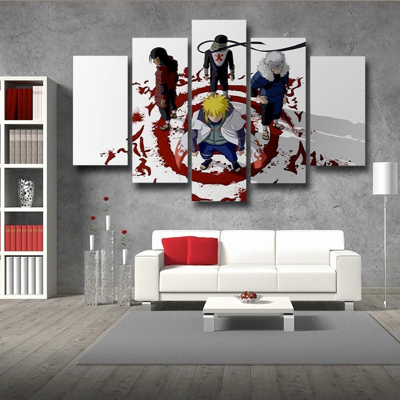 Four Hokage's Hidden In The Leaf 5 Pieces Canvas Bedroom Home Wall Decoration Room Decor Wall Art Canvas