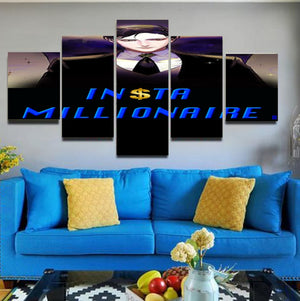 Insta Millionaire 5 Piece Canvas Black Suit Wall Art 5 Panel Home Decor Canvas