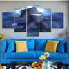 Blue Moonlight Werewolf 5 Piece Canvas Wall Art Home Decor Alpha Werewolf Painting 5 Panel Canvas