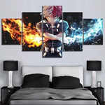 Todoroki Fire and Ice Wall Art 5 Panel Canvas Anime Living Room Home Decoration My Hero Academia Canvas