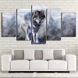 White Smoke Wolf 5 Panel Canvas Wall Art Living Room Home Decor 5 Pieces Canvas