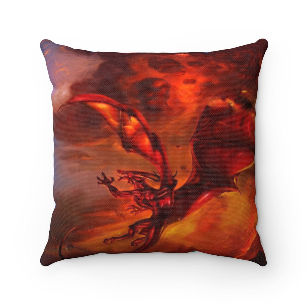 Epic Blue Fire Dragon Polyester Square Pillow