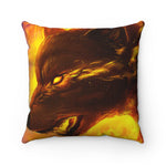 Ice & Fire Wolf Polyester Square Pillow