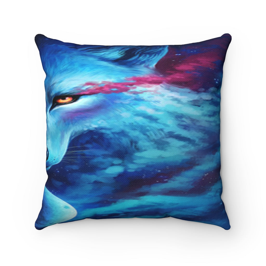 Wolf Moon Galaxy Polyester Square Pillow