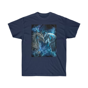 Dragon and Wolf Blue Lighting T-Shirt